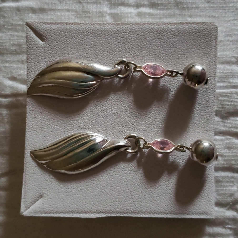 Sterling silver "wings" drop earrings